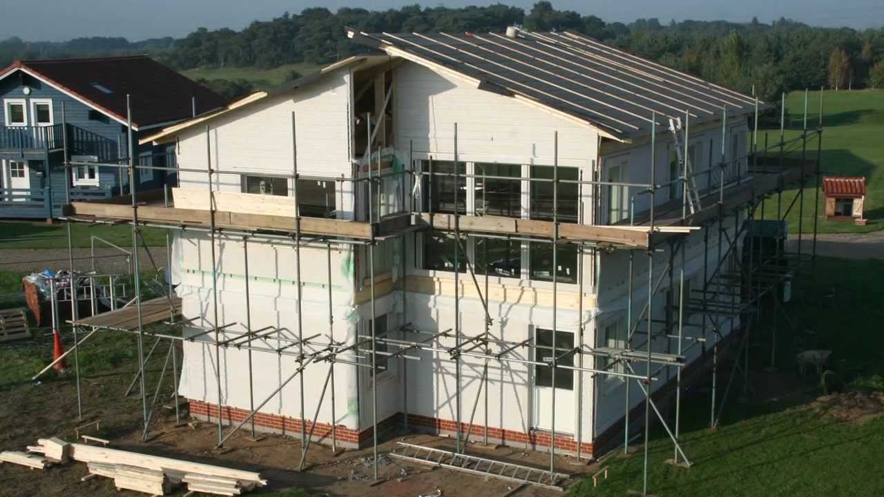 pre-manufactured timber frame house construction time lapse video